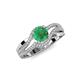 4 - Aimee Signature Emerald and Diamond Bypass Halo Engagement Ring 