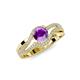 4 - Aimee Signature Amethyst and Diamond Bypass Halo Engagement Ring 