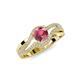 4 - Aimee Signature Rhodolite Garnet and Diamond Bypass Halo Engagement Ring 