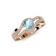 4 - Aimee Signature Aquamarine and Diamond Bypass Halo Engagement Ring 