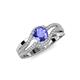 4 - Aimee Signature Tanzanite and Diamond Bypass Halo Engagement Ring 