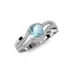 4 - Aimee Signature Aquamarine and Diamond Bypass Halo Engagement Ring 