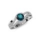 4 - Aimee Signature London Blue Topaz and Diamond Bypass Halo Engagement Ring 
