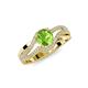 4 - Aimee Signature Peridot and Diamond Bypass Halo Engagement Ring 
