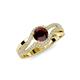 4 - Aimee Signature Red Garnet and Diamond Bypass Halo Engagement Ring 