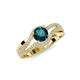 4 - Aimee Signature London Blue Topaz and Diamond Bypass Halo Engagement Ring 