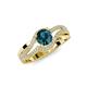 4 - Aimee Signature Blue and White Diamond Bypass Halo Engagement Ring 