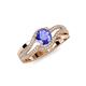 4 - Aimee Signature Tanzanite and Diamond Bypass Halo Engagement Ring 