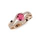4 - Aimee Signature Pink Tourmaline and Diamond Bypass Halo Engagement Ring 