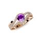 4 - Aimee Signature Amethyst and Diamond Bypass Halo Engagement Ring 