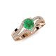 4 - Aimee Signature Emerald and Diamond Bypass Halo Engagement Ring 
