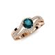 4 - Aimee Signature London Blue Topaz and Diamond Bypass Halo Engagement Ring 