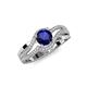 4 - Aimee Signature Blue Sapphire and Diamond Bypass Halo Engagement Ring 