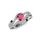 4 - Aimee Signature Pink Tourmaline and Diamond Bypass Halo Engagement Ring 