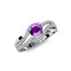 4 - Aimee Signature Amethyst and Diamond Bypass Halo Engagement Ring 