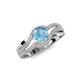 4 - Aimee Signature Blue Topaz and Diamond Bypass Halo Engagement Ring 