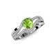 4 - Aimee Signature Peridot and Diamond Bypass Halo Engagement Ring 