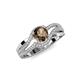 4 - Aimee Signature Smoky Quartz and Diamond Bypass Halo Engagement Ring 