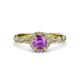 3 - Allene Signature Amethyst and Diamond Halo Engagement Ring 
