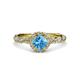 3 - Allene Signature Blue Topaz and Diamond Halo Engagement Ring 