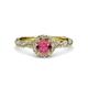 3 - Allene Signature Rhodolite Garnet and Diamond Halo Engagement Ring 