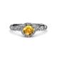 3 - Allene Signature Citrine and Diamond Halo Engagement Ring 