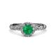 3 - Allene Signature Emerald and Diamond Halo Engagement Ring 