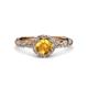 3 - Allene Signature Citrine and Diamond Halo Engagement Ring 