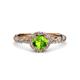 3 - Allene Signature Peridot and Diamond Halo Engagement Ring 