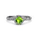 3 - Allene Signature Peridot and Diamond Halo Engagement Ring 