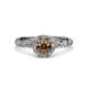 3 - Allene Signature Smoky Quartz and Diamond Halo Engagement Ring 