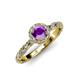 4 - Allene Signature Amethyst and Diamond Halo Engagement Ring 