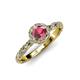 4 - Allene Signature Rhodolite Garnet and Diamond Halo Engagement Ring 