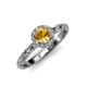 4 - Allene Signature Citrine and Diamond Halo Engagement Ring 