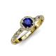 4 - Allene Signature Blue Sapphire and Diamond Halo Engagement Ring 