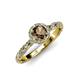 4 - Allene Signature Smoky Quartz and Diamond Halo Engagement Ring 