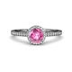 3 - Syna Signature Pink Sapphire and Diamond Halo Engagement Ring 