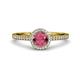 3 - Syna Signature Rhodolite Garnet and Diamond Halo Engagement Ring 