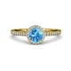 3 - Syna Signature Blue Topaz and Diamond Halo Engagement Ring 