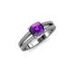 3 - Leilani Cushion Cut Amethyst and Diamond Solitaire Plus Engagement Ring 
