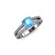 3 - Leilani Cushion Cut Blue Topaz and Diamond Solitaire Plus Engagement Ring 