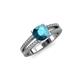 3 - Leilani Cushion Cut London Blue Topaz and Diamond Solitaire Plus Engagement Ring 