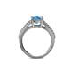 4 - Leilani Cushion Cut Blue Topaz and Diamond Solitaire Plus Engagement Ring 