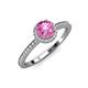 4 - Syna Signature Pink Sapphire and Diamond Halo Engagement Ring 