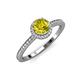 4 - Syna Signature Yellow and White Diamond Halo Engagement Ring 