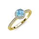 4 - Syna Signature Blue Topaz and Diamond Halo Engagement Ring 