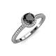 4 - Syna Signature Black and White Diamond Halo Engagement Ring 