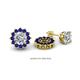 1 - Florice Round Blue Sapphire Flower Jacket Earrings 