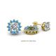 1 - Florice Round Blue Topaz Flower Jacket Earrings 