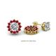 1 - Florice Round Ruby Flower Jacket Earrings 